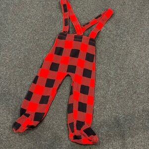 Carters footed overalls.